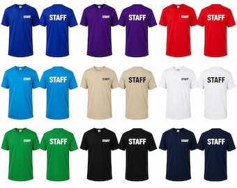 カラースタッフTシャツ 白文字 従業員向け イベント ビジネス ユニフォームシャツ 従業員作業用 サイズ S～5X