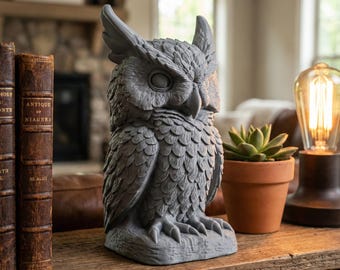 Decorative Owl Sculpture STL File – 3D Printable Owl Statue – Home Decor Figurine