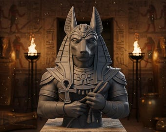 3D Printable Anubis Bust | Egyptian God STL Model (Digital Download)