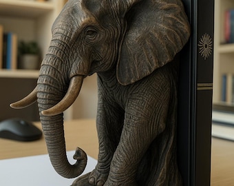 Detailed Elephant Bookend Model | 3D Printing File