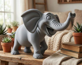 Cute Elephant 3D Model STL File | Printable Elephant Figurine | Home Decor Animal Sculpture | 3D Printing Digital Download