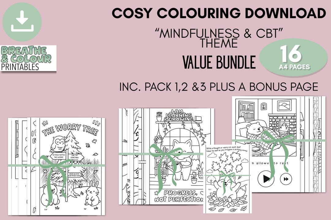 Mindfulness CBT Coloring Pages | Anxiety Relief Worksheets (digital ...
