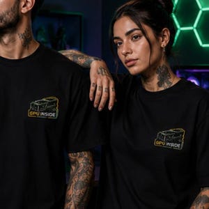 GPU Inside Embroidered T-Shirt, PC Gamer Shirt, Graphics Card Tee, Minimal Gaming Shirt, RTX Inspired Gift, Tech Streetwear