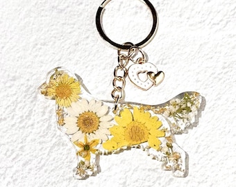 Personalized Golden Retriever Outline Keychain: Custom Pet Keychain