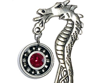 Dragon Bookmark w/ Your Choice Roller Derby Skate Bearing Pendant