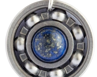 Lapis Lazuli Roller Derby Skate Bearing Pendant Necklace