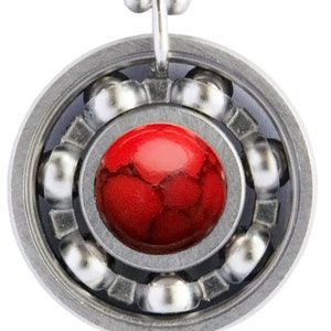 Red & Black Jade Roller Derby Skate Bearing Pendant Necklace