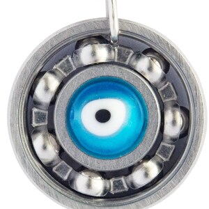 Evil Eye Roller Derby Skate Bearing Pendant Necklace image 1