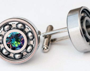 Vitrail Crystal Roller Derby Skate Bearing Cuff Links