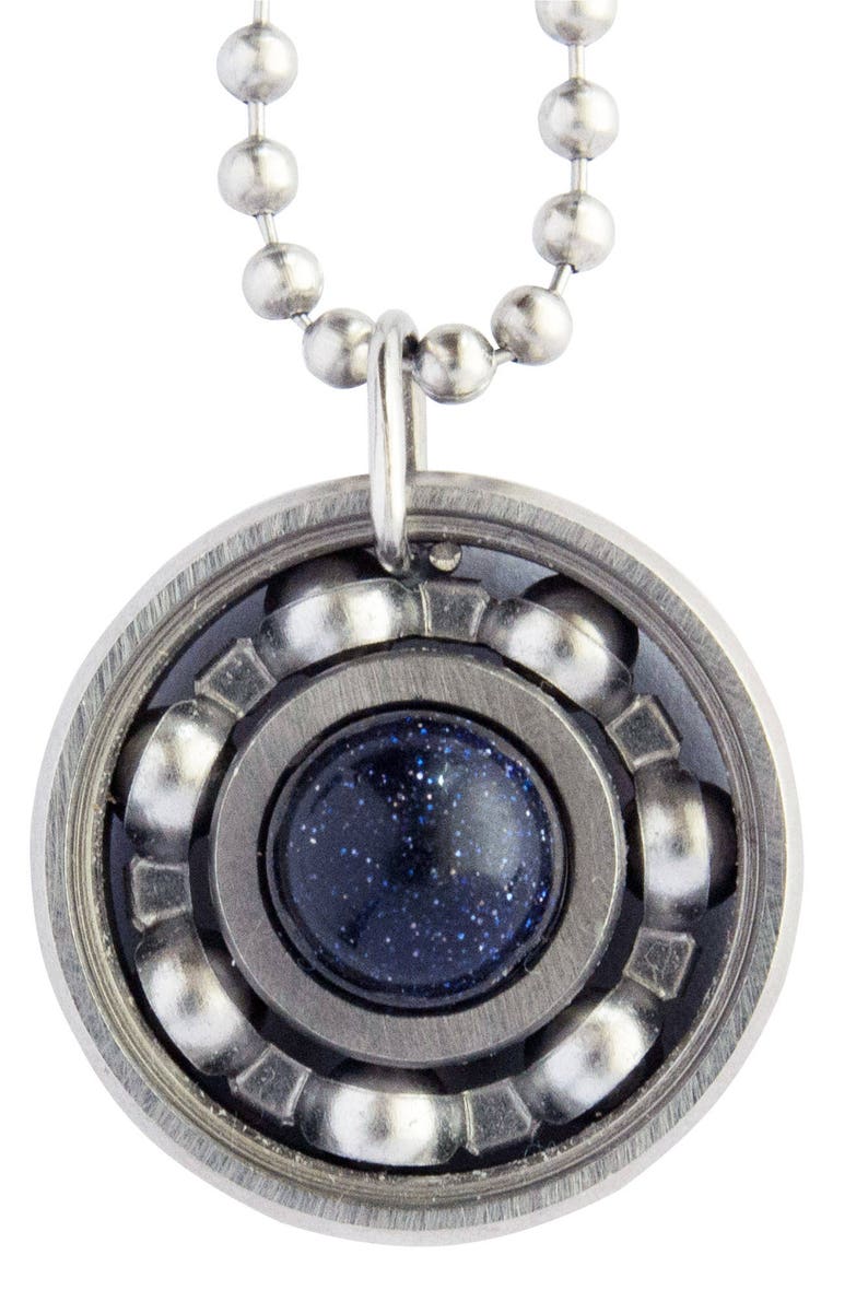 Blue Goldstone Roller Derby Skate Bearing Pendant Necklace Etsy