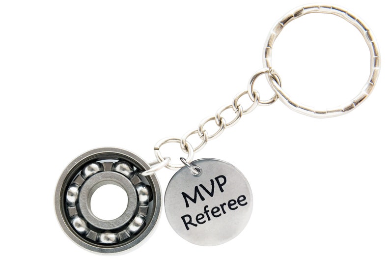 Roller Derby Skate Bearing Keychain w/ Stainless Charm image 1