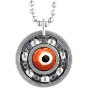 Evil Eye Roller Derby Skate Bearing Pendant Necklace image 3