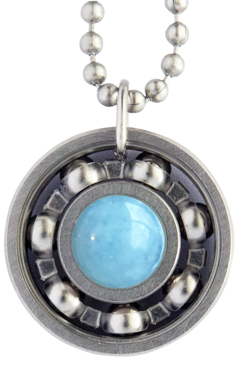 Aquamarine Roller Derby Skate Bearing Pendant Necklace March Etsy