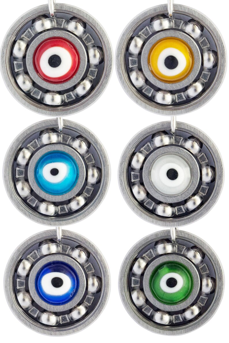 Evil Eye Roller Derby Skate Bearing Pendant Necklace image 2