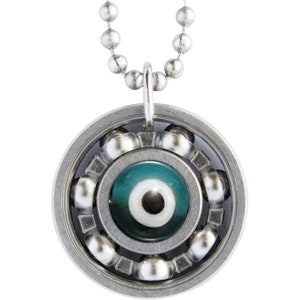 Evil Eye Roller Derby Skate Bearing Pendant Necklace image 4