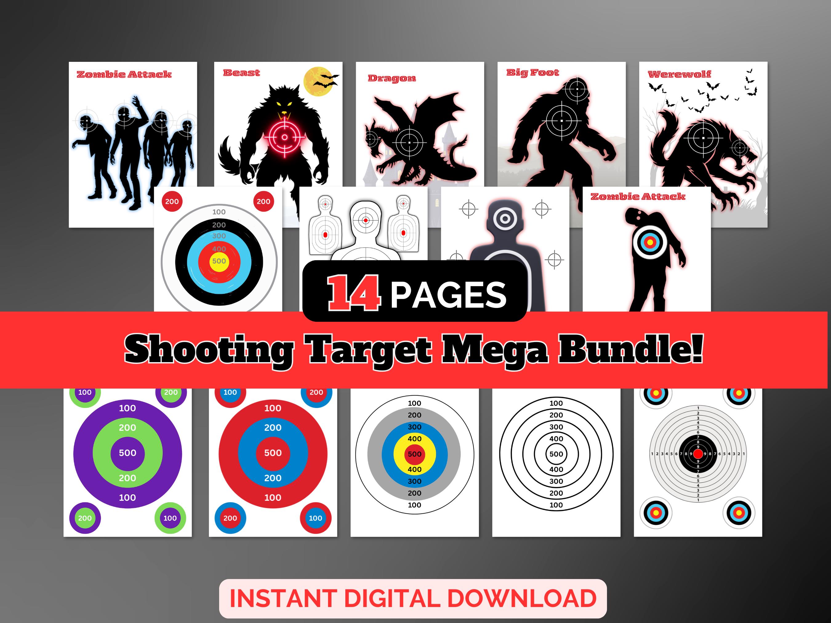 Bullseye Shooting Targets Bundle – 14 Targets | Bullseye, Monster and ...