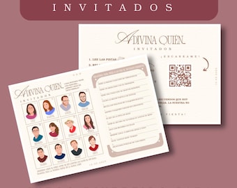 Juego de boda personalizado Quién es Quién | Juego para invitados, actividad divertida boda, plantilla editable Canva, wedding guest game