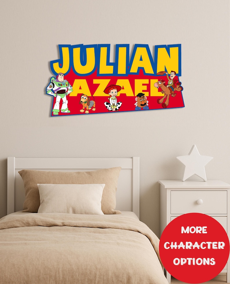 Toy Story Custom Name Game Room Wooden Wall Decor, Personalized Kids Room Door Wood Wall Sign, Toy Story Characters Nursery Wall Art Sign Bild 6