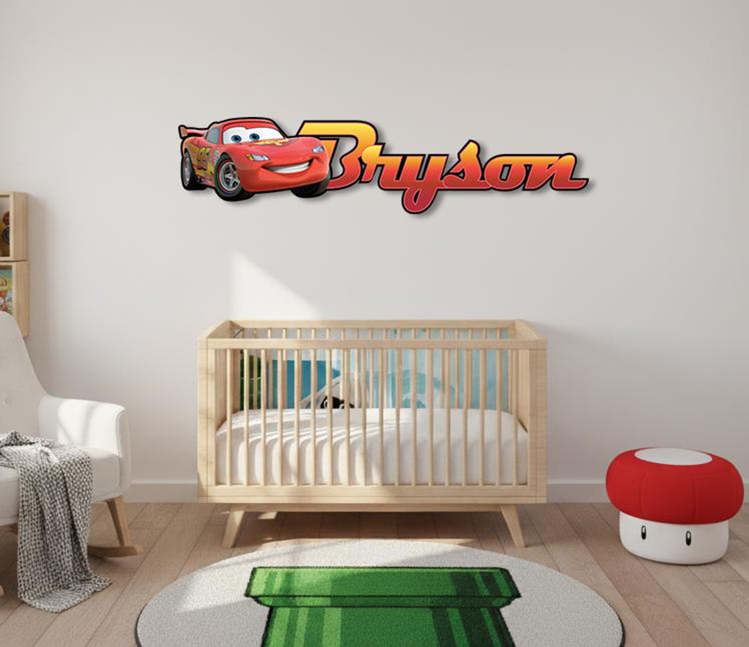 Custom Name Personalized Kids Nursery Baby Room Door Disney Cars Wooden ...