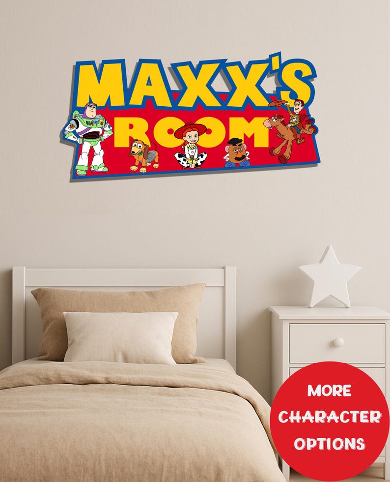 Toy Story Custom Name Game Room Wooden Wall Decor, Personalized Kids Room Door Wood Wall Sign, Toy Story Characters Nursery Wall Art Sign Bild 3