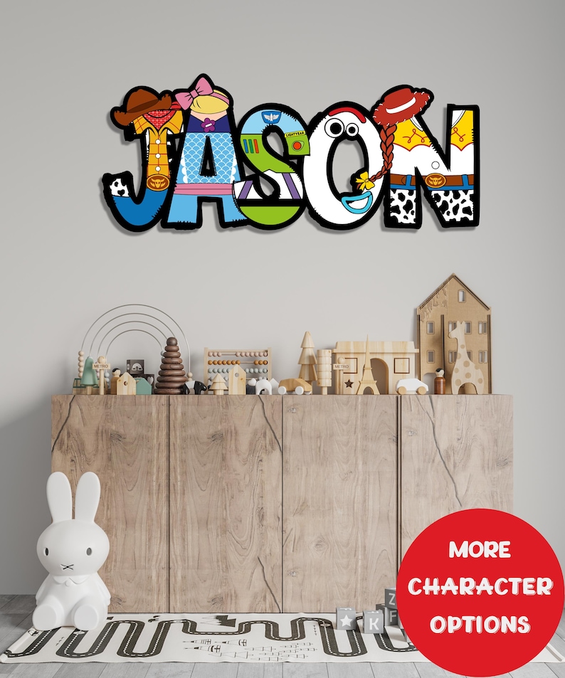 Toy Story Themed Letter Name Sign, Personalized Kids Room Decor, Custom ...