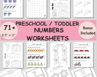 Preschool Number Tracing Worksheets 1–10 Printable, Preschool Math & Counting Practice, big small Trace Write Numbers, Pre K Kindergarten