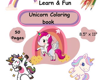 Cute Unicorn Coloring Book for Kids | Kawaii, Fun Activity (Digital Download)