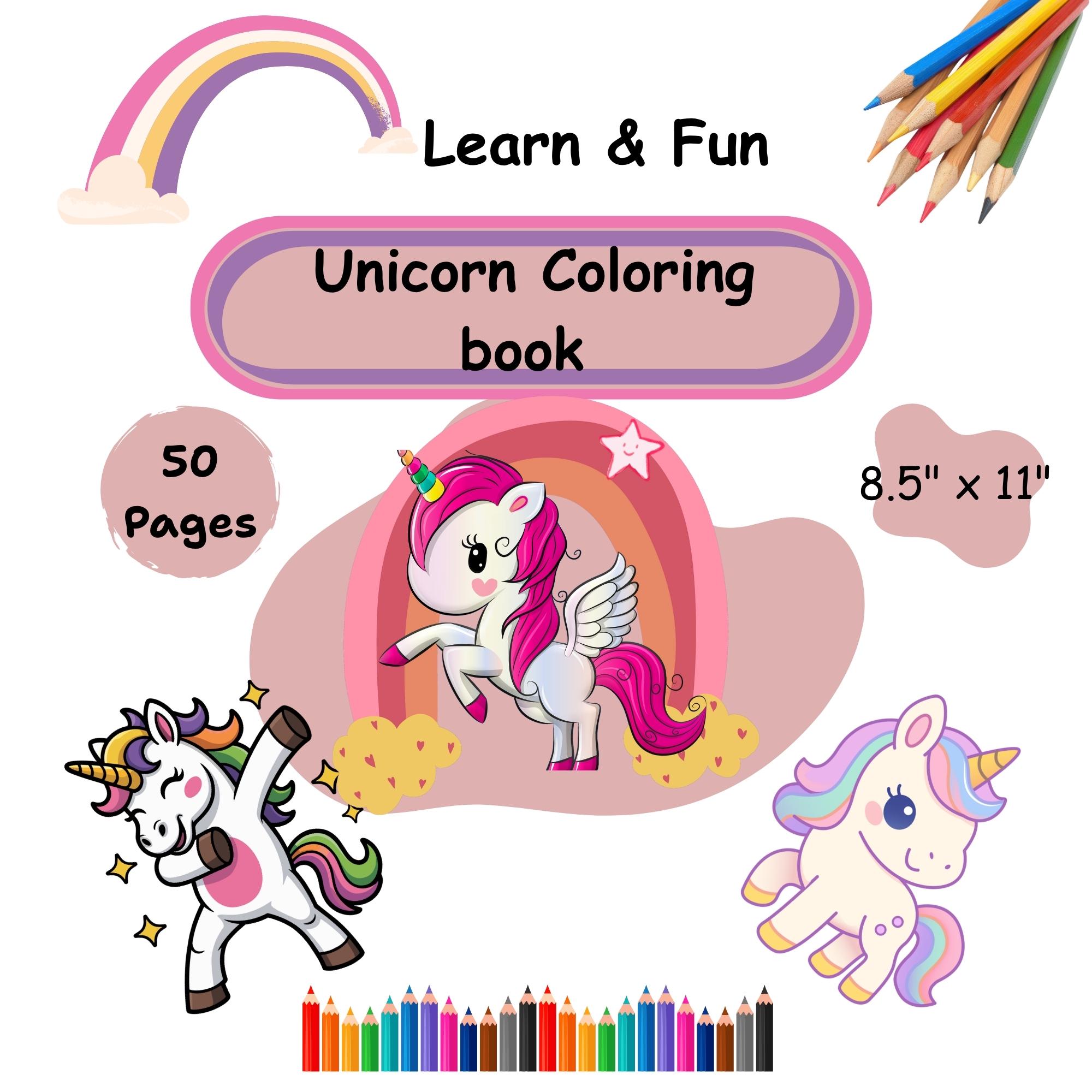Cute Unicorn Coloring Book for Kids | Kawaii, Fun Activity (digital ...