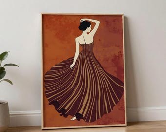Stampa artistica da parete con soggetto femminile / Elegante ritratto femminile / Decorazione femminile per camera da letto / Arte estetica civettuola / Download digitale
