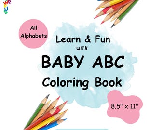 ABC Baby Shower Coloring Book | Baby’s First ABC Printable | Alphabet Activity | Baby Shower Game for Kids & Adults | Printable PDF Book