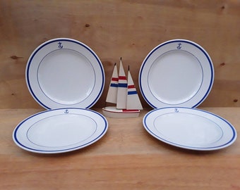 beach house decor nautical dinnerware wardroom Homer Laughlin Navy fouled anchor coffee cup and saucer officers mess 2 piece set