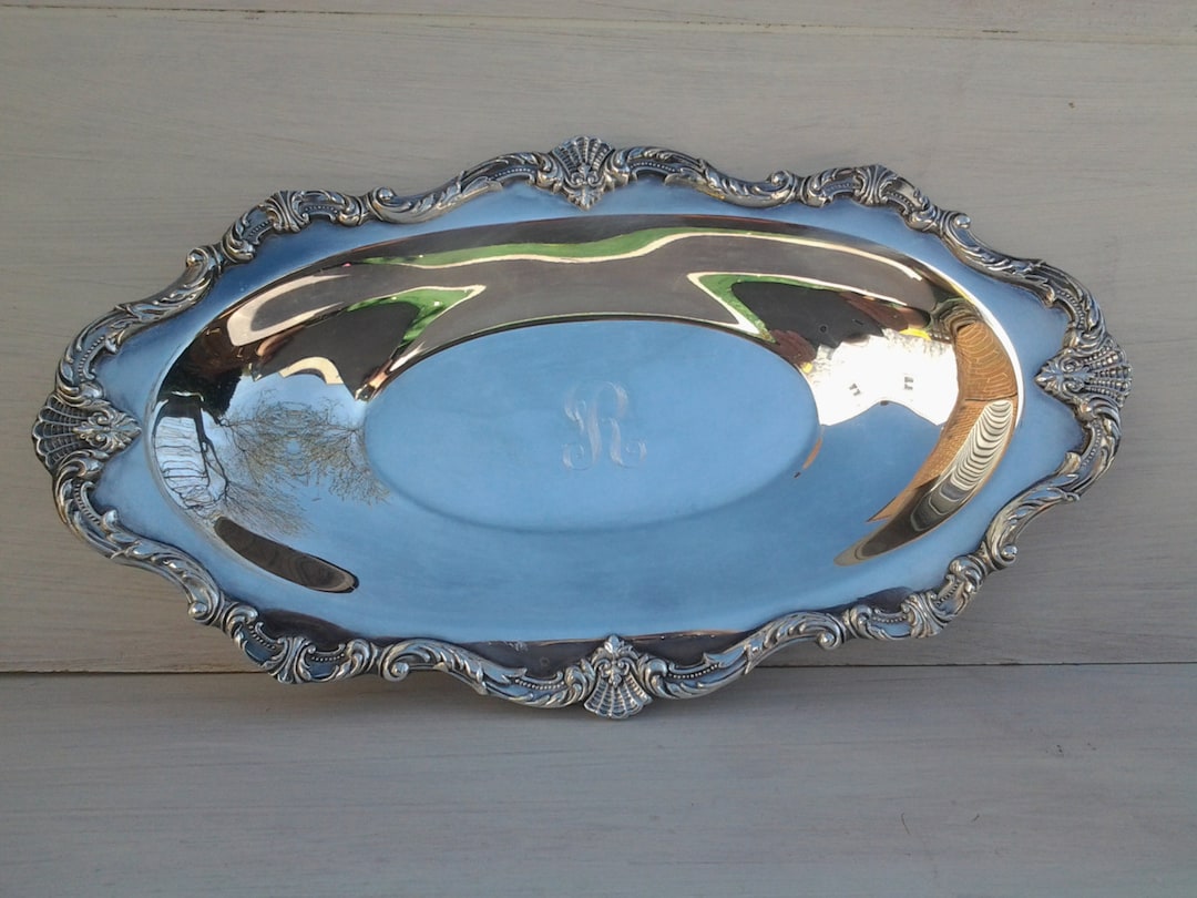 Vintage Wallace Silver Plate Tray Wallace Waverly Monogram R Engraved R