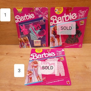 Vintage Barbie clothes - PRICE FOR ONE - new old stock - 1990 - original package - doll clothes - pajamas- shoes - Fancy Frills - lingerie