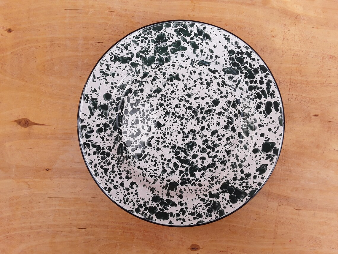 Splatter Plates Vintage Green Splatter Ware Plates - Graniteware - Enamelware - Camping ...