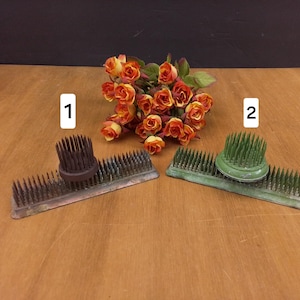 Vintage flower frogs - CHOICE OF SET - round - rectangle - set of 2 - floral arranging - metal - vase - photo holder