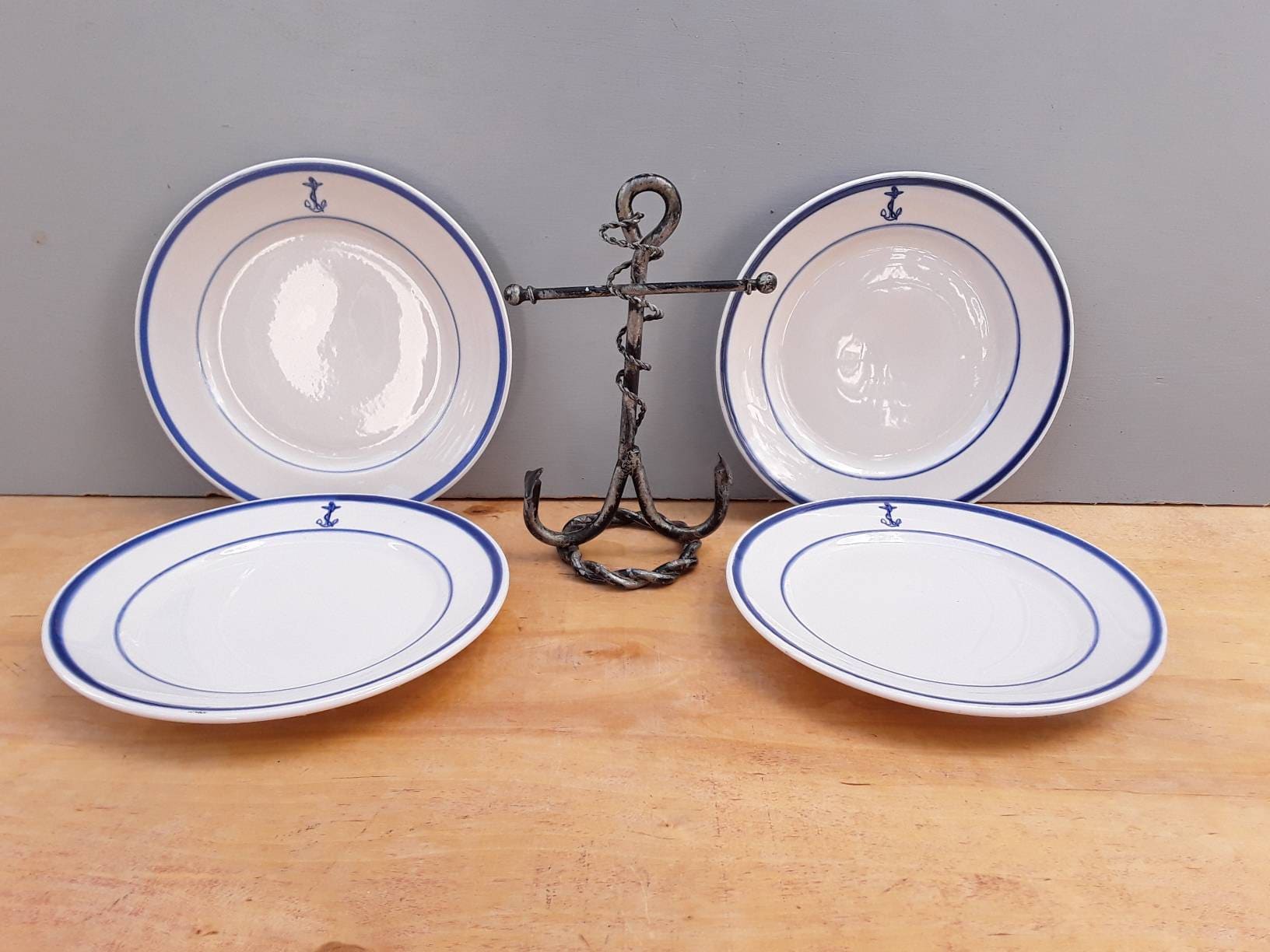 US Navy Fouled Anchor Bread and Butter Plates - Homer Laughlin