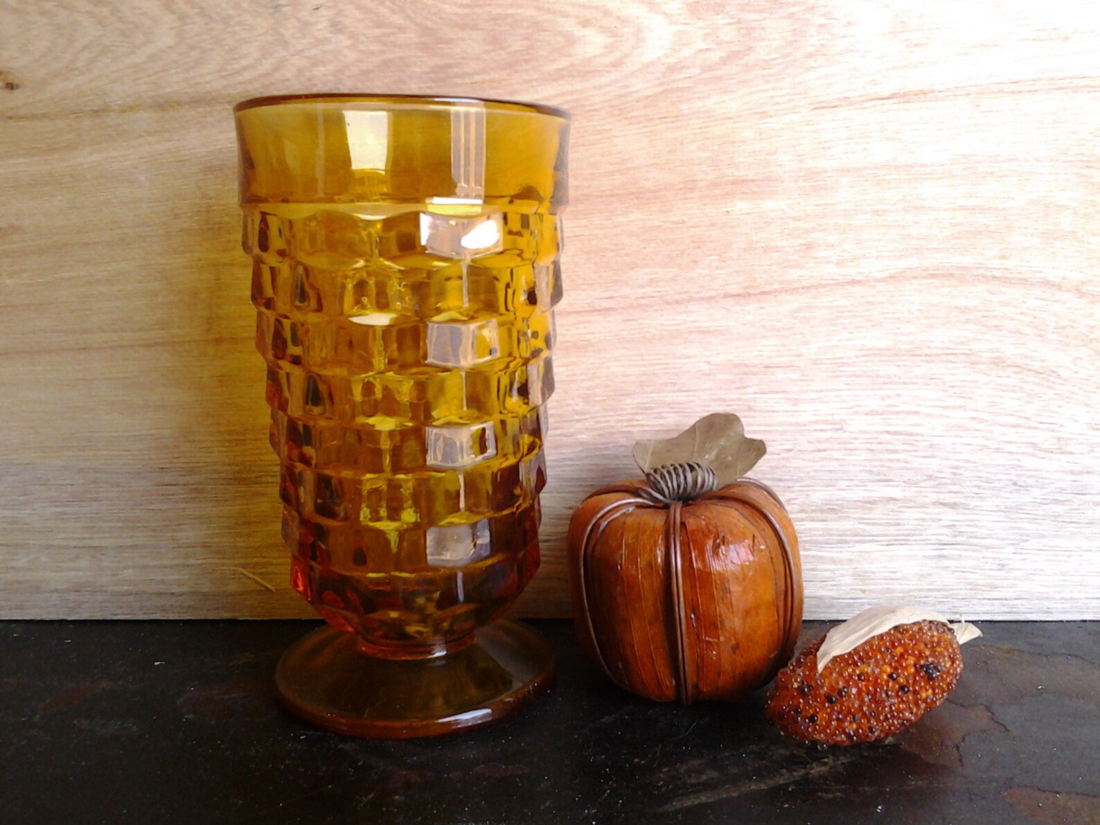Vintage Indiana Glass Whitehall amber colored drinking glasses Etsy
