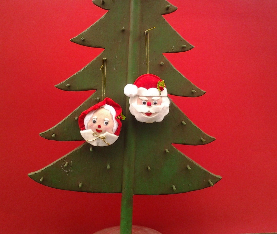 Vintage Santa and Mrs Claus Ornaments - Felt Santa Ornaments - Kitsch ...