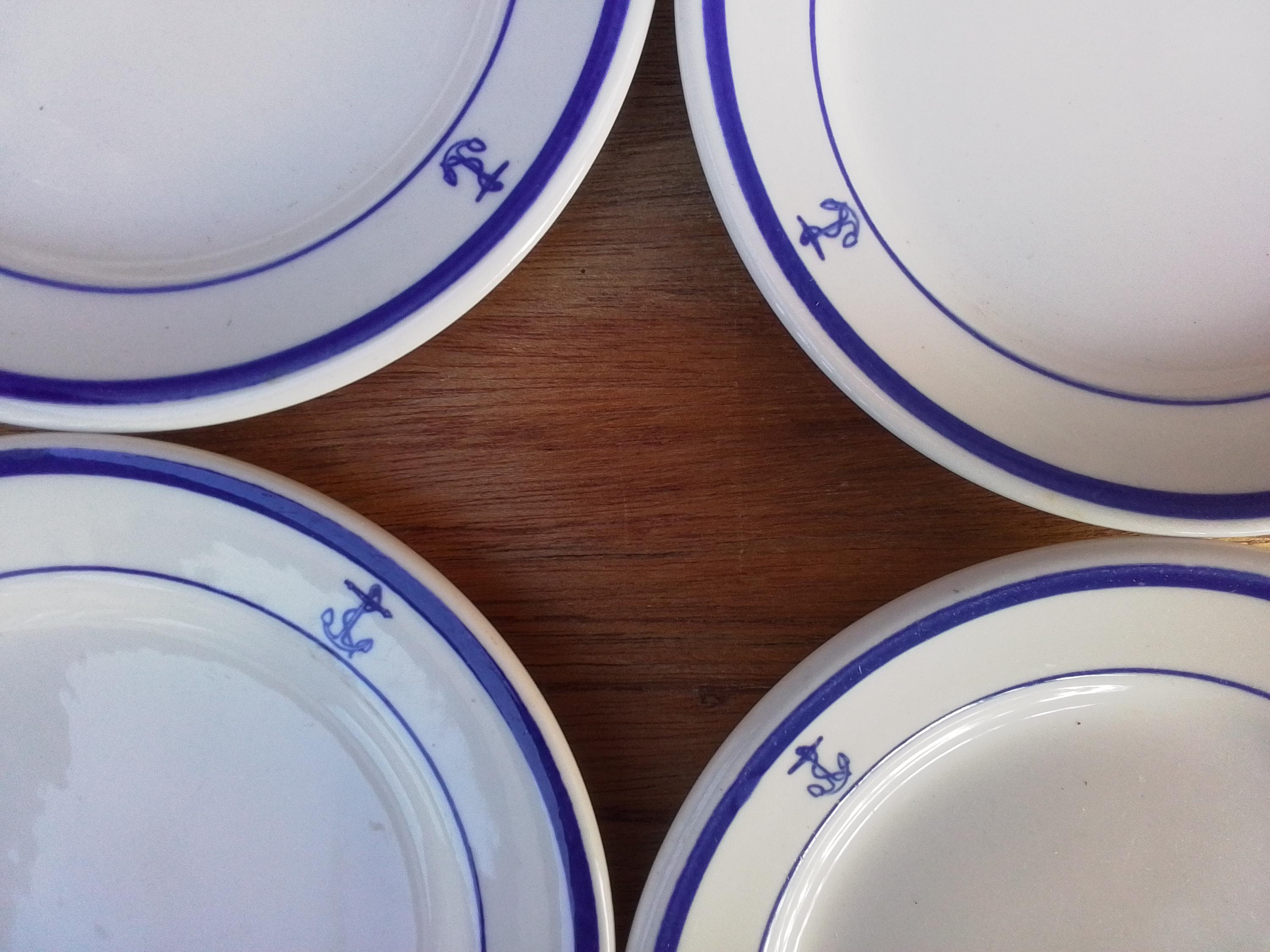 US Navy Fouled Anchor Bread and Butter Plates - Homer Laughlin