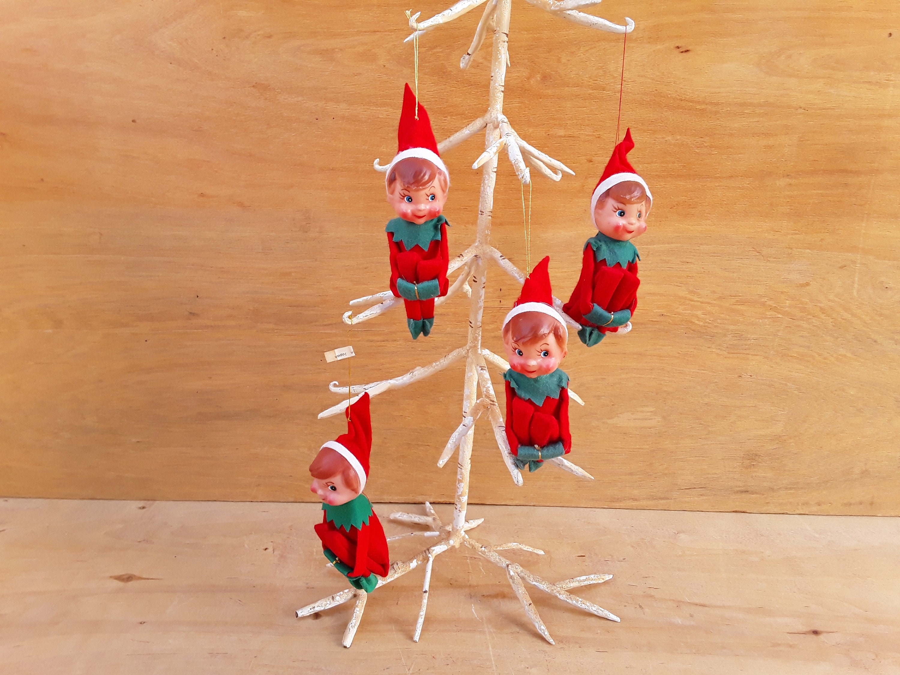Vintage knee hugger ornament - PRICE FOR ONE - Christmas elf - Christmas pixie - red - pixie elf - Christmas decor - mid century - child