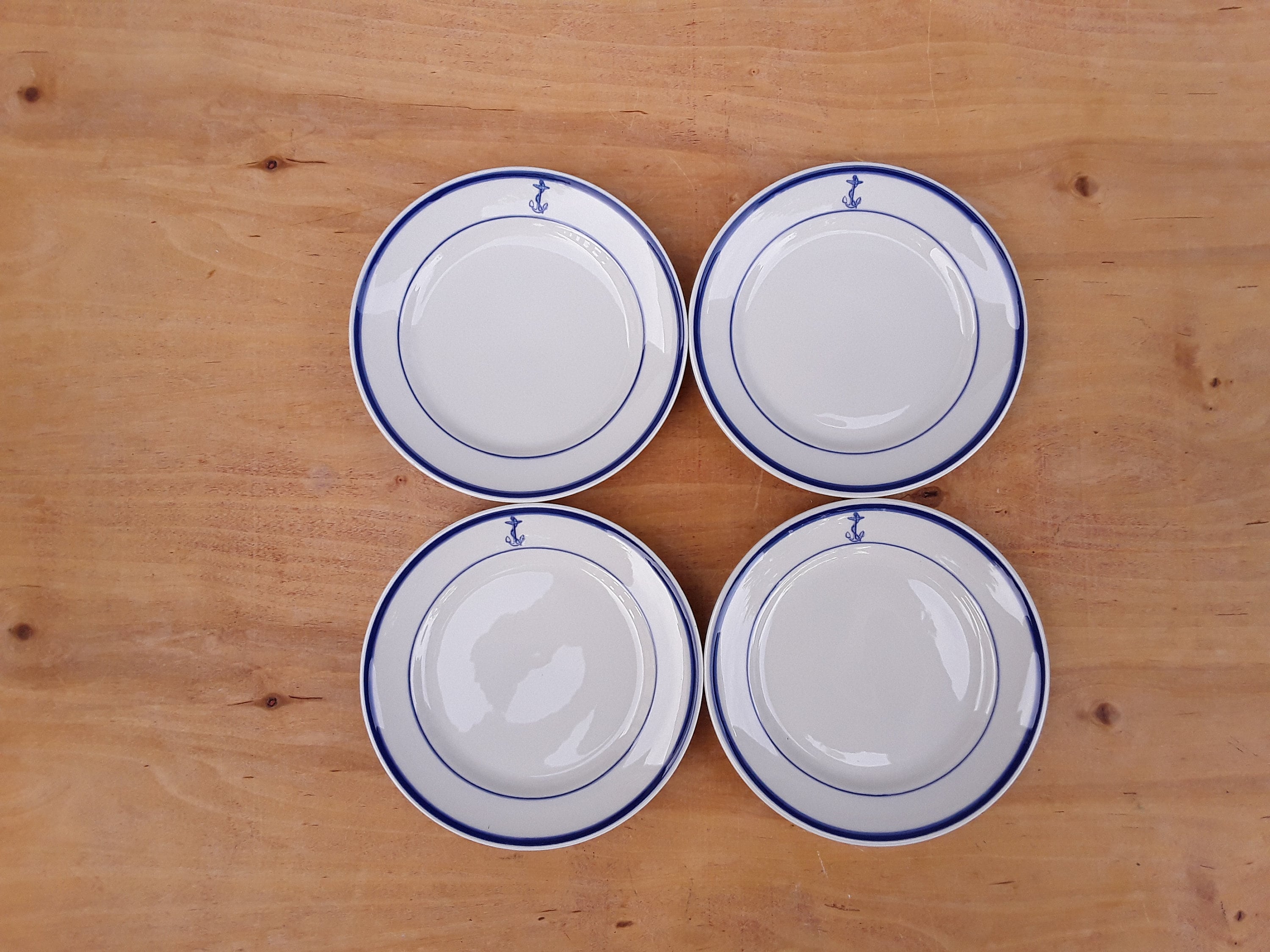 US Navy Fouled Anchor Bread and Butter Plates - Homer Laughlin