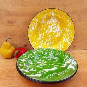 Service De Camping Vintage En émail Granité Vert (Granite Ware) - 12 Pièces - Occasion