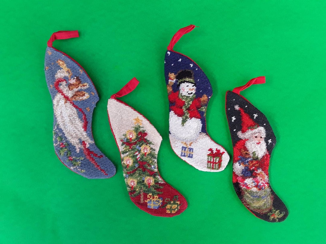 Vintage Mini Needlepoint Stockings 4 Christmas Stockings Etsy
