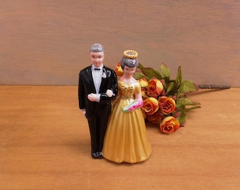 Vintage 50th anniversary cake topper - gold - wedding - party - celebration - milestone anniversary - party decor - golden anniversary
