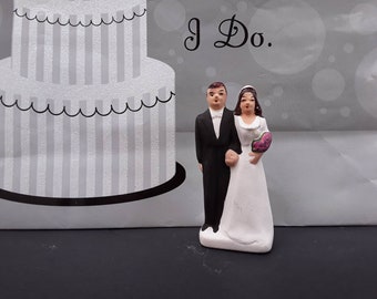 Vintage wedding cake topper - bride and groom - bridal shower gift - anniversary - wedding decor - figurine - bisque