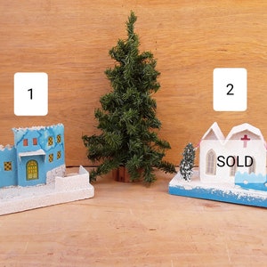 Vintage Putz house - PRICE FOR ONE - village - Christmas decor - holiday - seasonal decor - cardboard house - castle
