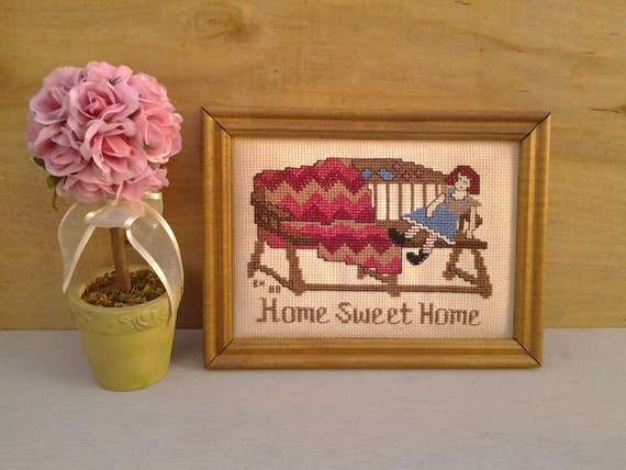 Vintage Needlepoint Home Sweet Home New Home Gift Rag | Etsy