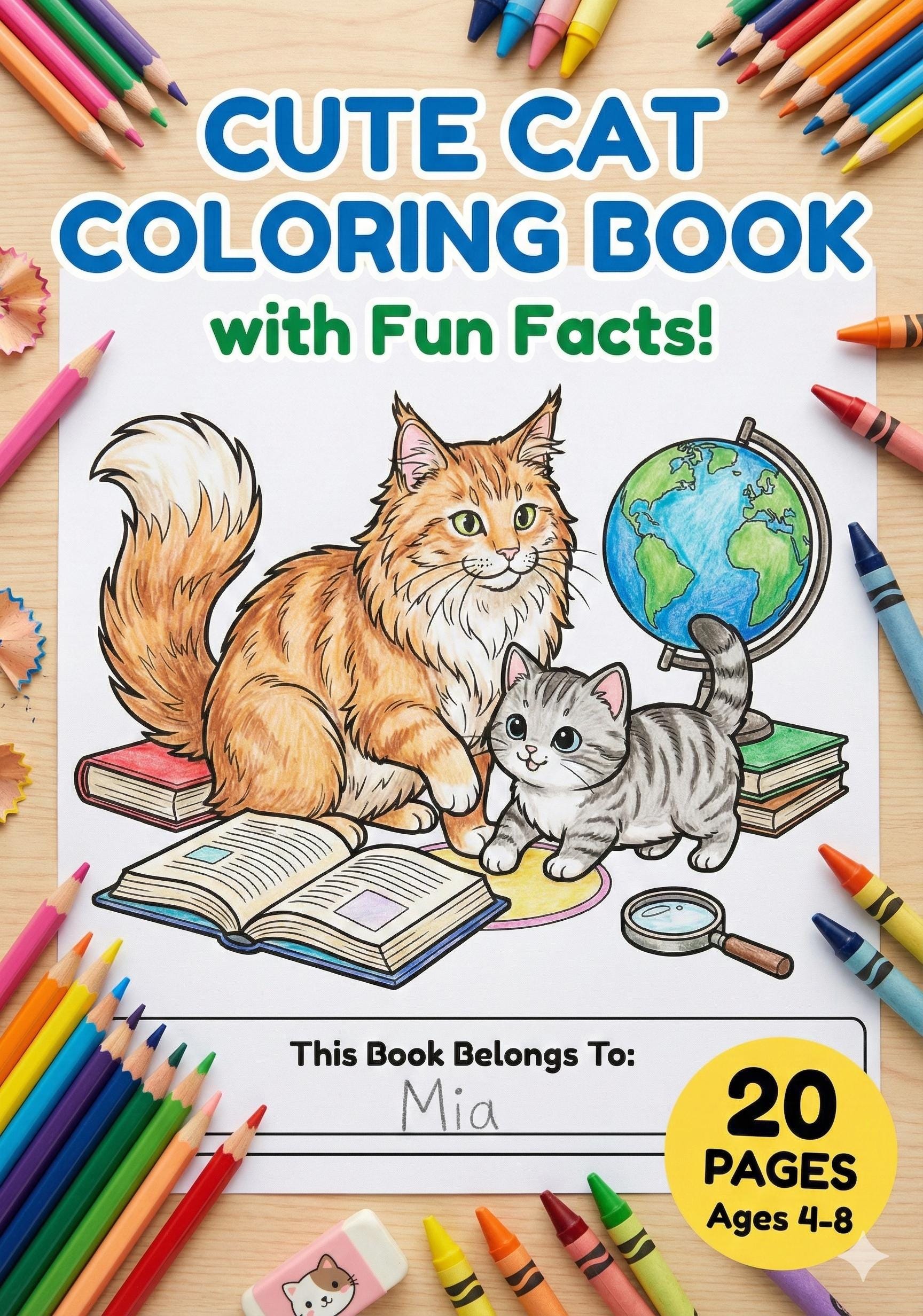 Cute Cat Coloring Pages for Kids 20 Educational Kitten Sheets With Fun ...