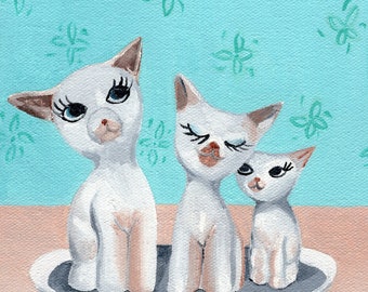 Vintage Kitties Acrylic Painting | Digital Download Printable Art | Vintage Kitties by Shannon