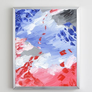 Red and Blue Abstract Acrylic Painting | Digital Download Printable Art | Red and Blue Mood by Shannon Torrens